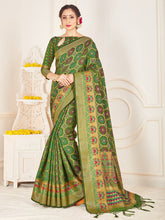 Green Banarasi Art Silk Woven Saree